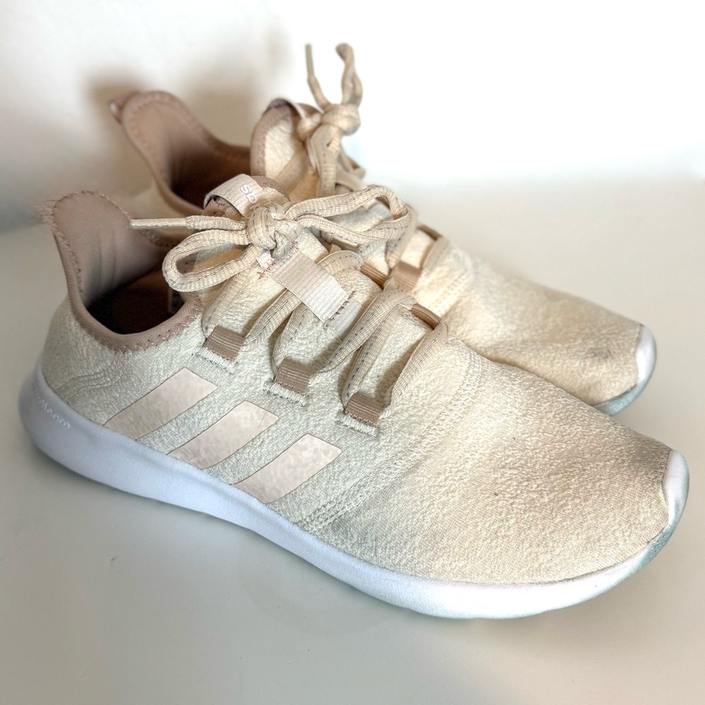 Adidas Cloudfoam Pure 2.0 Running Shoes White Beige  Size 8.5 Sneakers Cream Sum